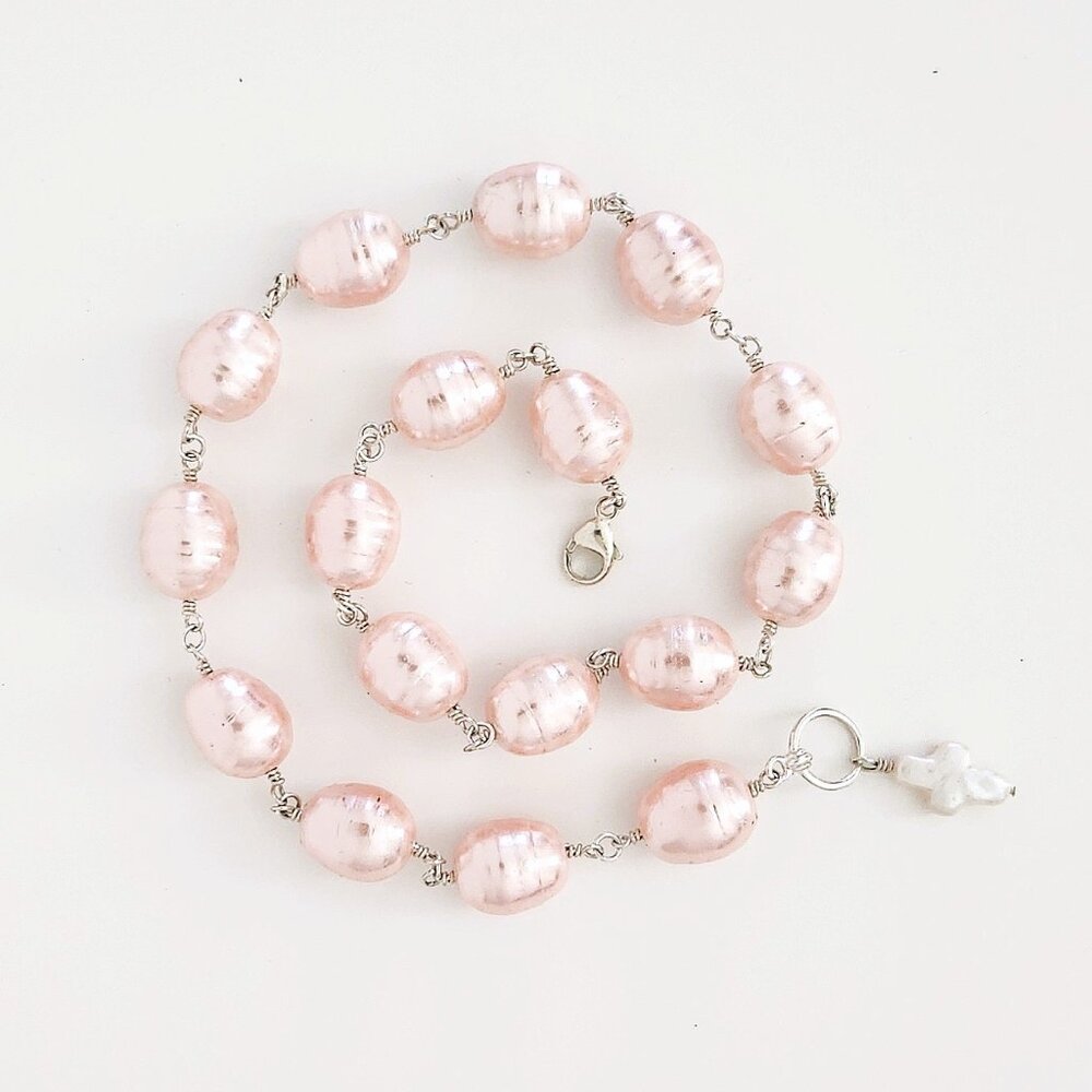 BAROQUE ROSE PEARL NECKLACE - Picture 3 of 4